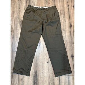 Lauren Ralph Lauren Mens Dark Olive Green Dress Pants 36x30 120's Cashmere Flat